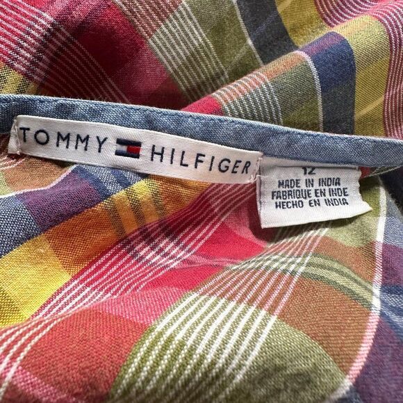 Womens Vintage y2k 2000s Tommy Hilfiger Plaid Cotton Slip Dress Empire Waist Siz - Picture 7 of 9